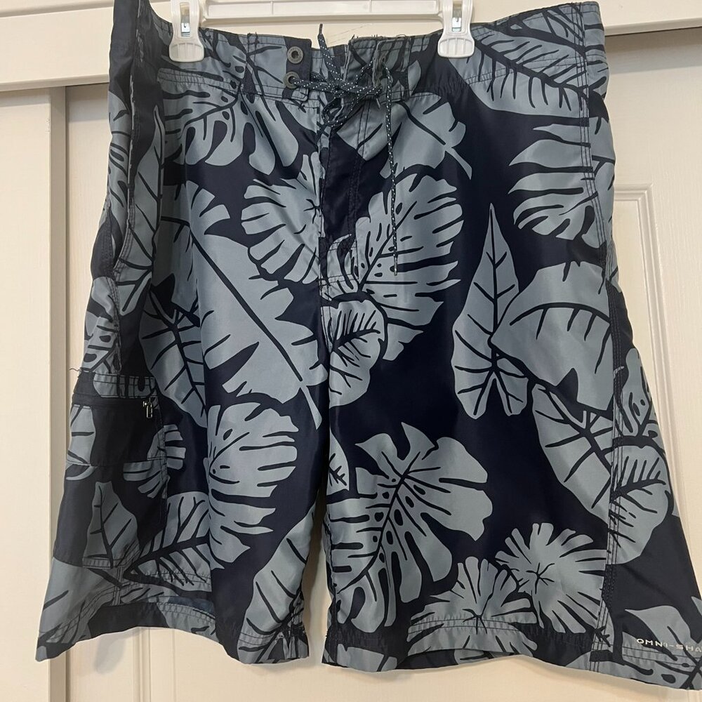 Columbia Men's Size 42 Board Shorts Omi Shade Blue Swim Surf With Drawstrings